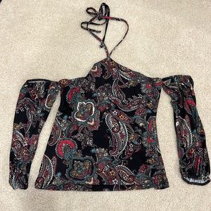 Va Va by Joy Han Cold Shoulder Paisley Top Sz M